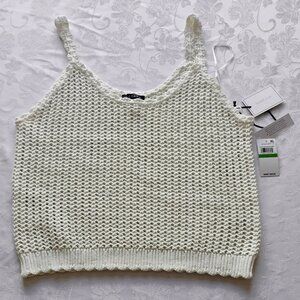 1.STATE NWT Antique White Open Weave Crocheted Scoop-Necked Tank Top - Size L